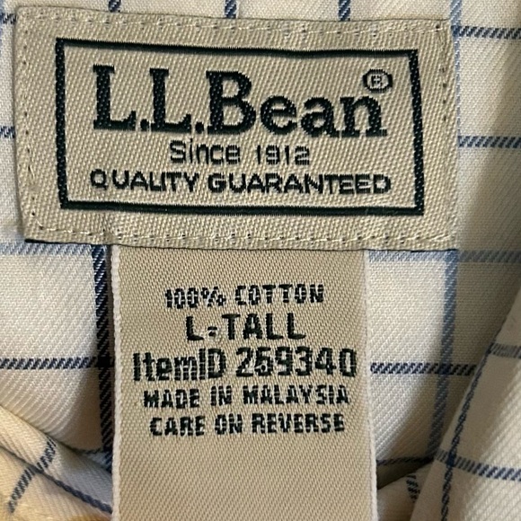 L.L. Bean Blue and White Checkered Shirt - Size L Tall - Picture 6 of 7
